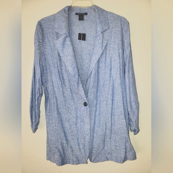 Ashley Stewart Jackets & Blazers - Ashley Stewart Ruched Sleeve Linen Blazer